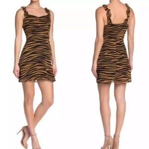 All in Favor Ruffle Strap Tiger Print Mini Dress